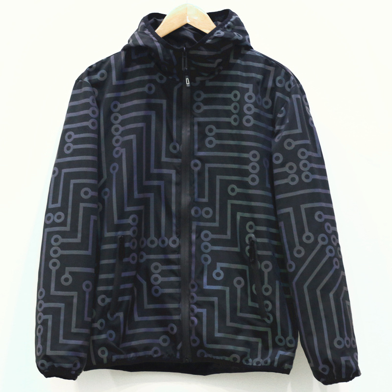 Men's Clothing Spring and Autumn New Reflective Jacket Men's Jacket Color Circuit Pattern Laser Night Vision National Trend Hooded Jacket_voghion.com