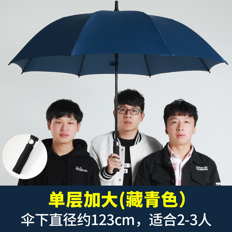24-Bone de mango largo paraguas de sol automático de gran tamaño doble de tres personas paraguas de negocios negro sólido paraguas publicitario personalizado