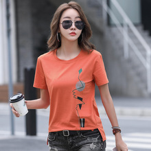 2024夏季新款韩版宽松圆领短袖T恤女士大码印花体恤跨境货源代发