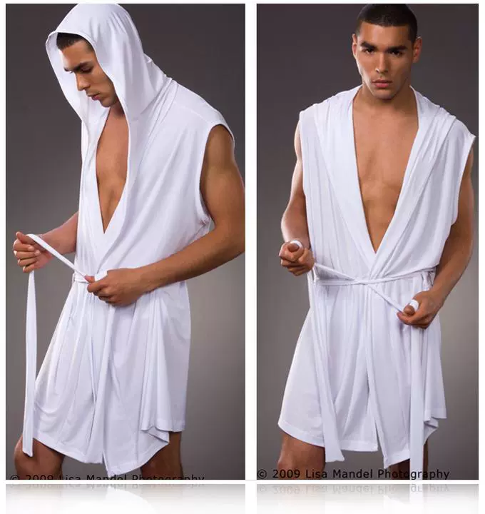 Безрукав robe из шёлка для мужчин, худой вес, осенний халат с капюшоном, дышащая мягкая ткань