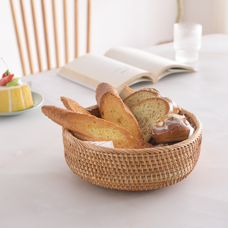 Vietnam cesta de almacenamiento de ratán Marco de pan utensilios de organización de frutas de ratán cesta de almacenamiento tejida merienda Snack al por mayor