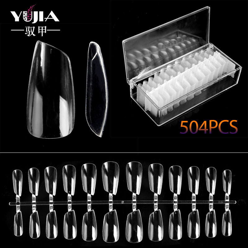 Exclusivo transfronterizo para uñas de labios transparentes semiacabadas de estilo japonés sin costuras plegables de alta gama 504 piezas de uñas falsas P23