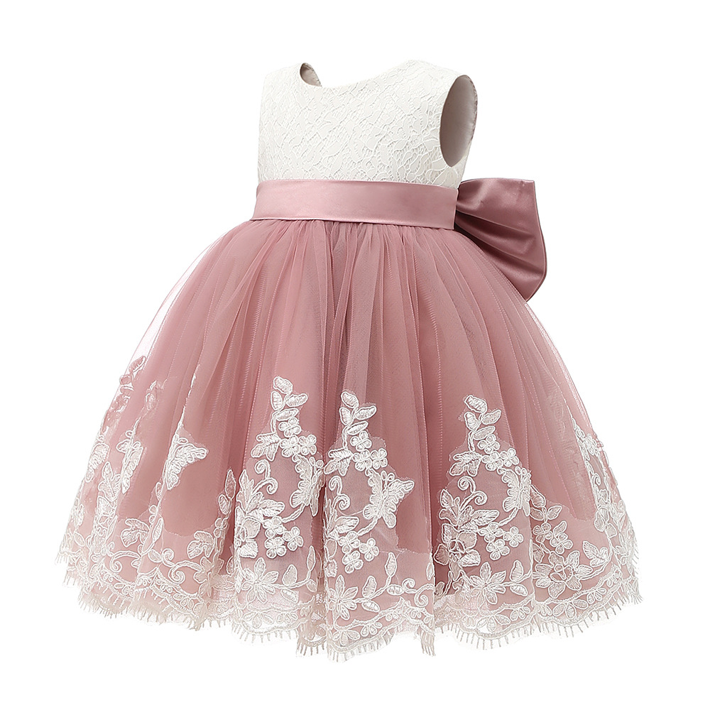 Verano nuevo comercio exterior europeo y americano vestido de boda de los niños sin mangas encaje de cumpleaños de los niños rendimiento anfitrión falda mullida