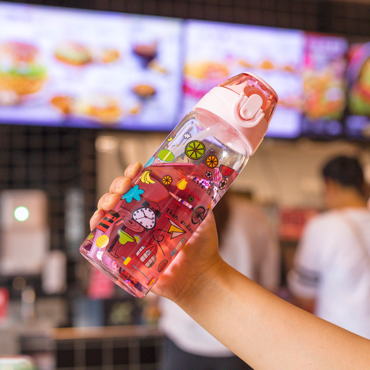 Escuela portátil niños estudiante taza de agua Escala de vidrio transparente taza de té deportes al aire libre taza de rebote