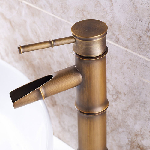 European style antique full copper countertop basin faucet bamboo joint face basin faucet bathroom cold and hot water washbasin faucet 