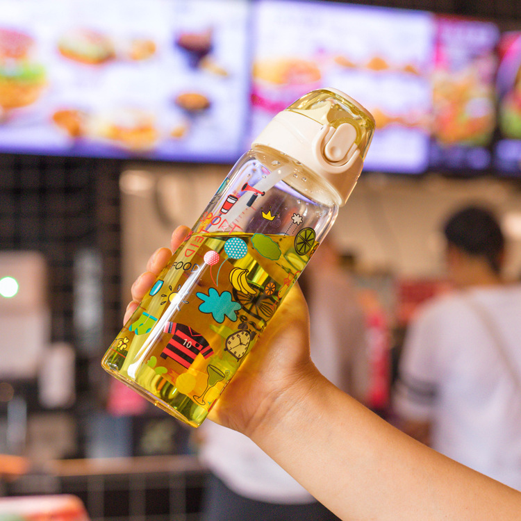 Escuela portátil niños estudiante taza de agua Escala de vidrio transparente taza de té deportes al aire libre taza de rebote