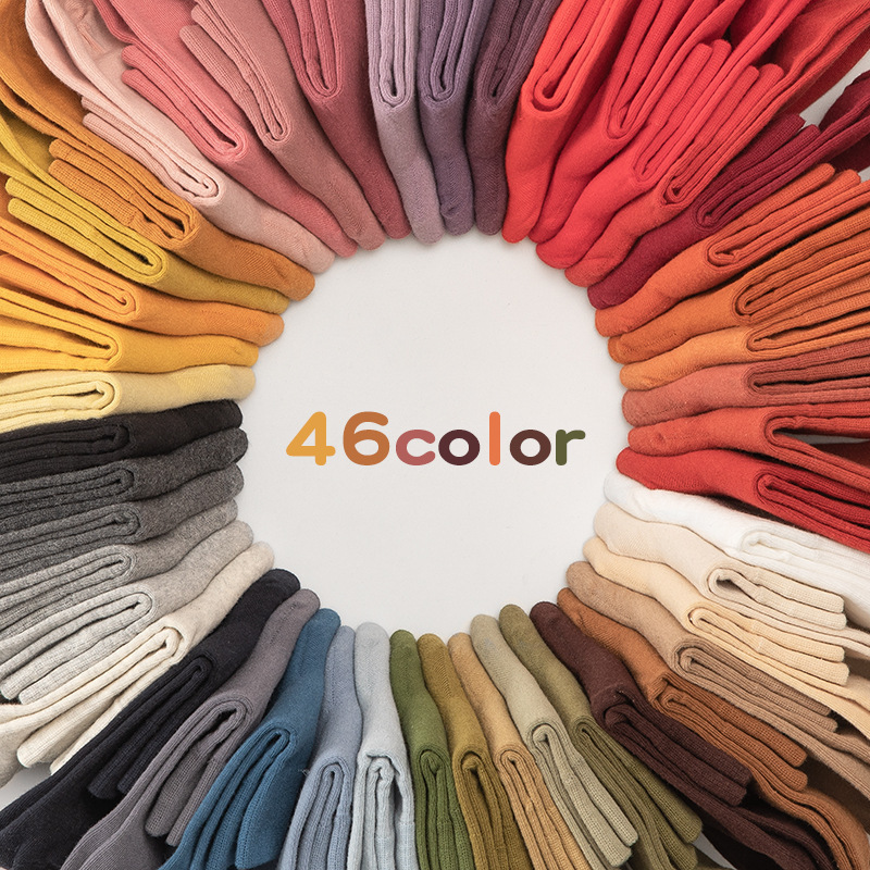 Cotton Spirit 46 Color Socks Women's Autumn Japanese Cotton Socks Solid Color Simple Mid-length Socks Basic Four Seasons Women's Socks
