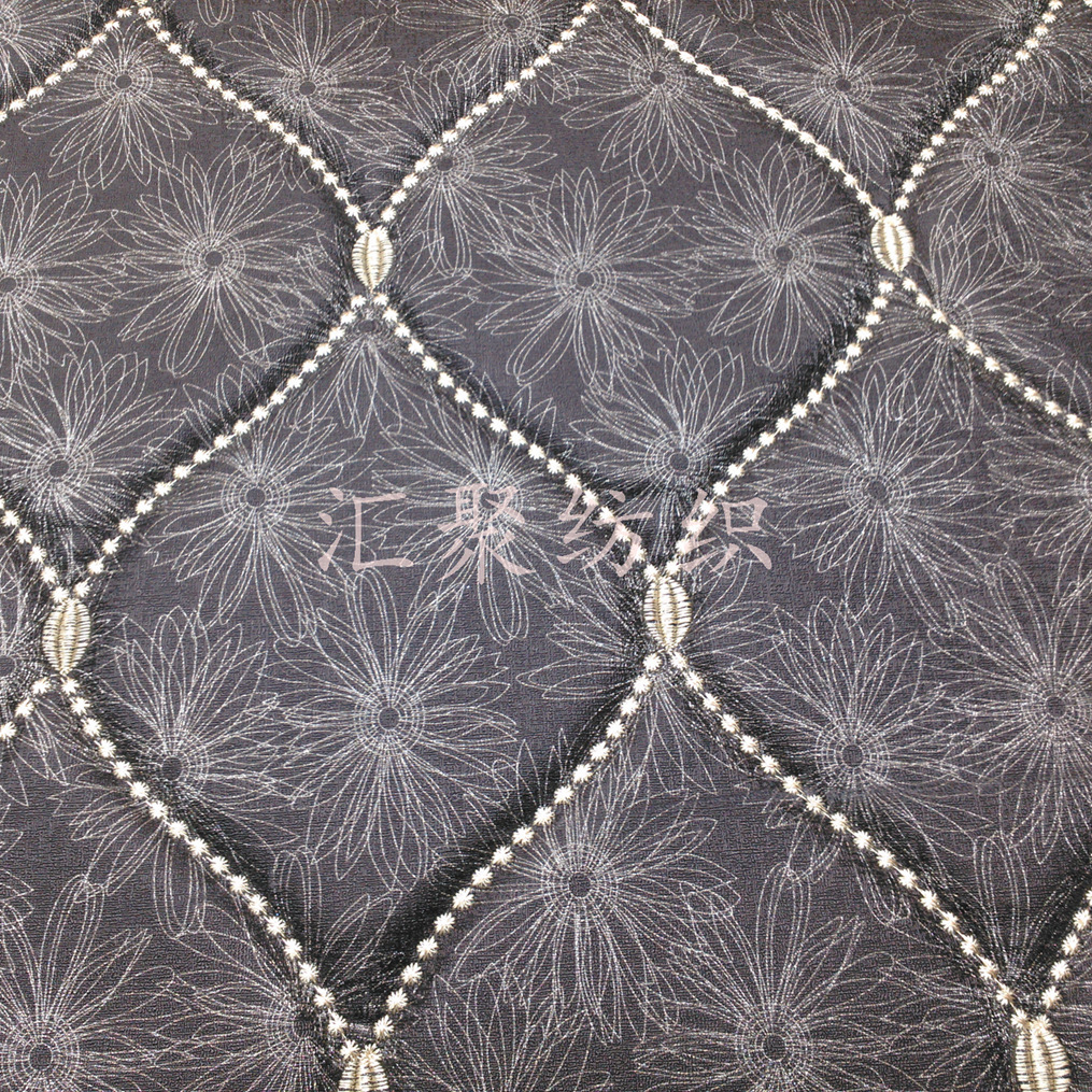 绗绣软包革 绣花装饰皮革 刺绣家装皮革背景墙