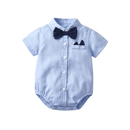 Summer new children's suit, baby boy, gentleman's khaki suit, short-sleeved shorts, romper + hat on behalf of