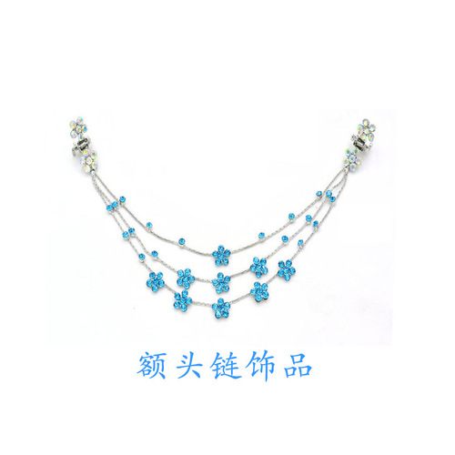 Elsa Rhinestone Forehead Chain, Frozen Earrings & Necklace Set for Children's Day, Perfect for Halloween Cosplay, Performances, and Runway Shows