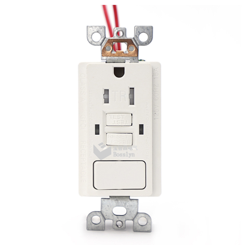 美国空调热水器漏电保护墙壁开关插座 GFCI美标一开一插双联插座