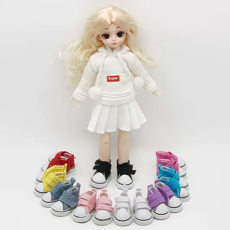 Casual Canvas Sneakers Potato Baby for 6-Point BJD Dolls, 5×2.5 cm, Multi-Color