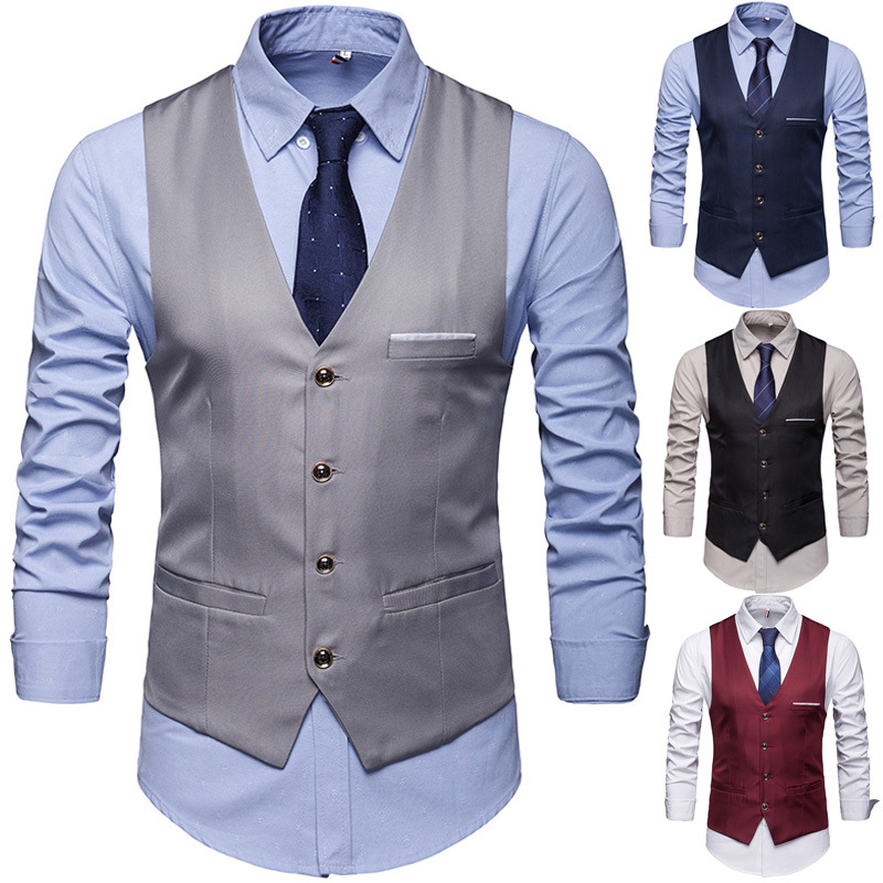 Small Suit Vest Men's Best Man Spring Slim-fit Spring and Autumn Suit Business Vest Korean Trendy Men's Photography Vest