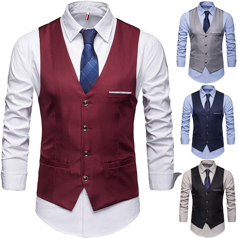 Small Suit Vest Men's Best Man Spring Slim-fit Spring and Autumn Suit Business Vest Korean Trendy Men's Photography Vest