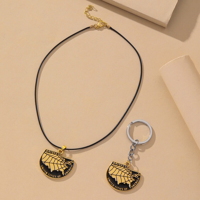 European and American DeathStranding death stranded California map alloy oil drop pendant necklace keychain