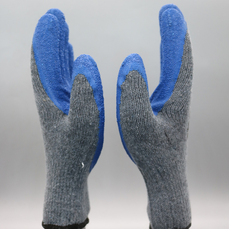Diez agujas de látex arruga guantes grises sumergidos guantes de trabajo antideslizantes resistentes al desgaste para el sitio de construcción al por mayor