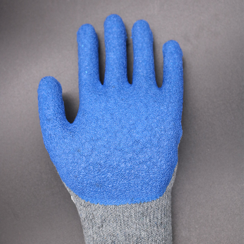 Diez agujas de látex arruga guantes grises sumergidos guantes de trabajo antideslizantes resistentes al desgaste para el sitio de construcción al por mayor