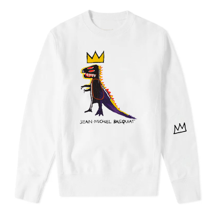 Autumn and Winter 380g terry Basquiat Graffiti Artist Joint Long Sleeve Round Neck Loose Sweatshirt for Men and Women