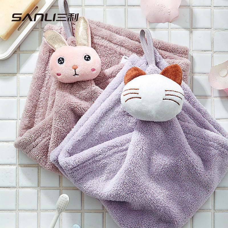 [New] Sanli towel cute towel hanging towel towel towel Japanese coral fleece towel kitchen towel