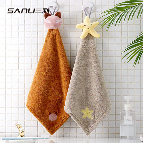 [New Style] Sanli Towels Cute Hand Towels Hanging Hand Towels Japanese Coral Velvet Hand Towels Kitchen and Bathroom Towels