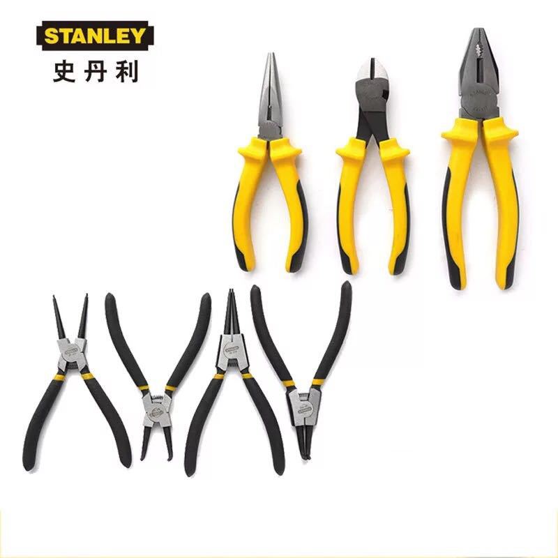 史丹利工具托钳子套装卡簧钳钢丝钳尖嘴钳斜嘴钳套装7件LT-013-23