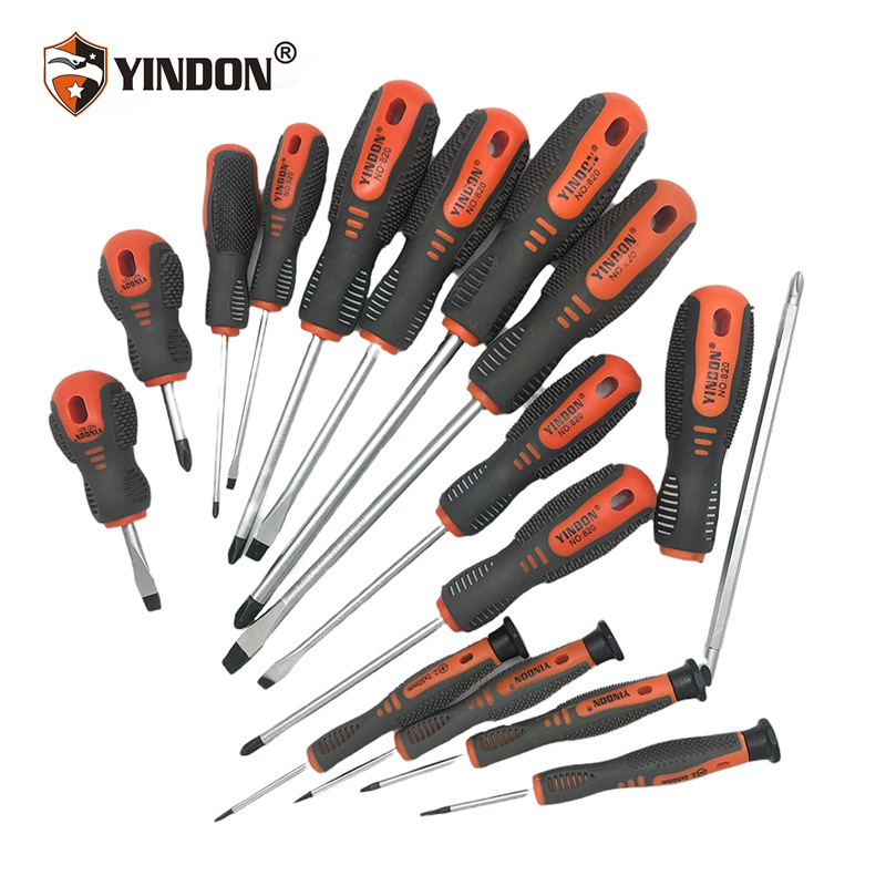 Tres colores de plástico mango de masaje destornillador cruz de una palabra hogar Industrial Multi-especificación reparación destornillador