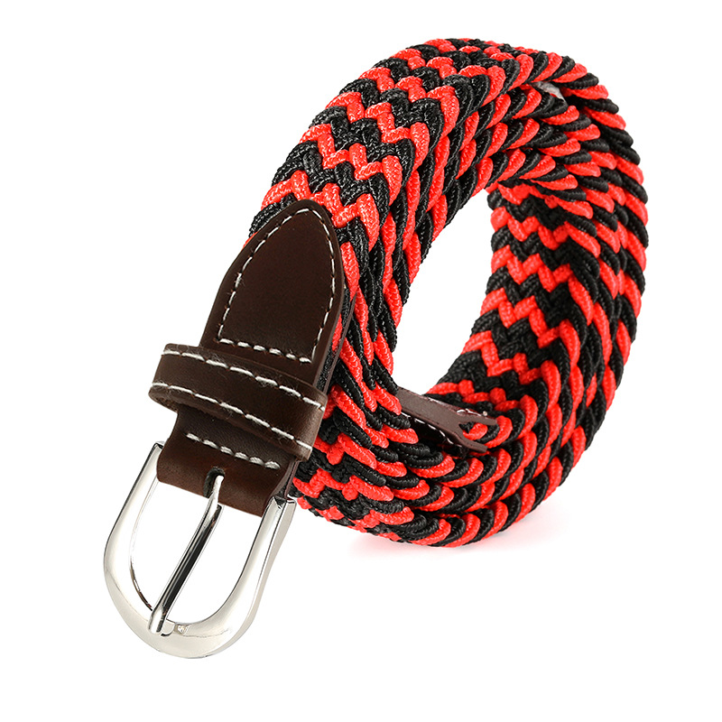 Nuevo color sólido de las mujeres cinturón de lona delgada cinturón elástico casual tejido estudiante pin hebilla cinturón al por mayor