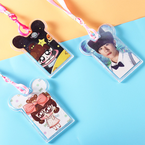 Student pickup elevator lanyard school card exhibition ID badge badge bus ID transparent card holder hanging neck wholesale