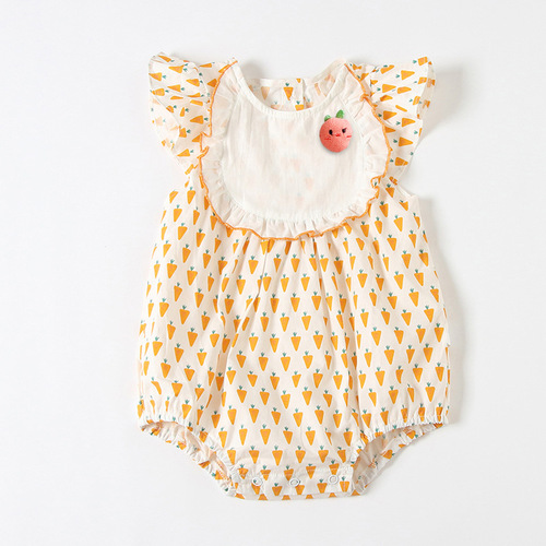 Baby Sleeveless Jumpsuit Summer New Style Baby Girl Printed Jumpsuit Children's Flying Sleeve Covered Romper 9670