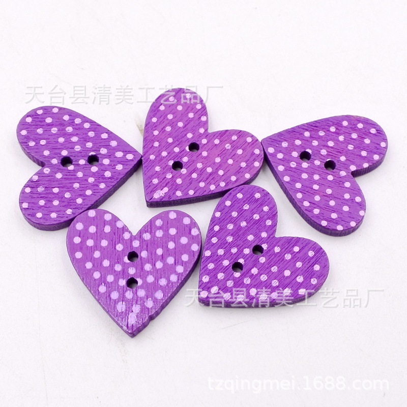 Botón de amor de lunares de impresión en color de 20mm Botón de corazón de melocotón de lunares de color Botón de impresión en forma de corazón salvaje