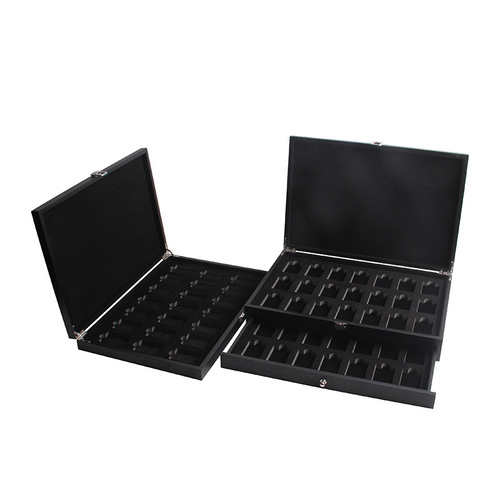 Wooden single-layer lighter gift box storage box multi-layer 42-grid lighter cigarette butt display box collection box