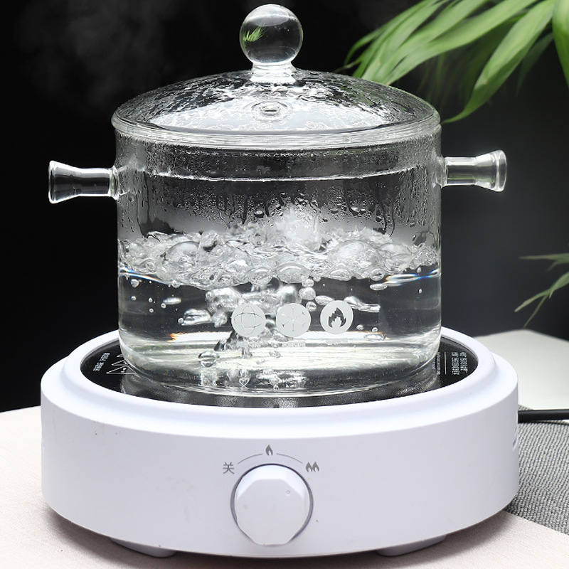 Hogar estufa de cerámica eléctrica sopa de gachas especial desinfección olla de vidrio tetera resistente al calor tazón de fideos instantáneos olla de agua de fuego brillante image 5