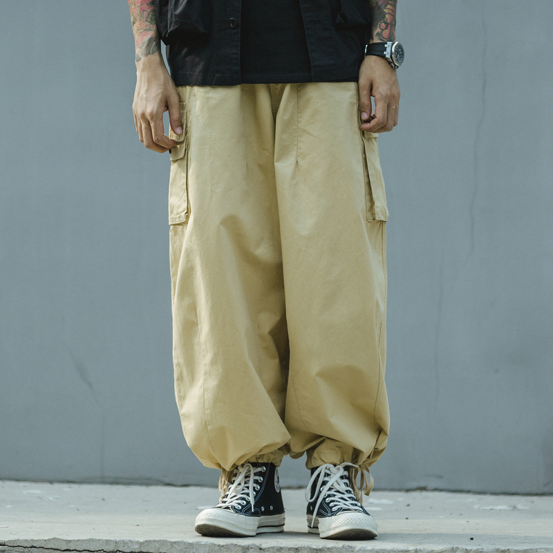 Loose Jogger Men Streetwear Cargo Trendy Brand Lazy Style Wide Leg Elastic Waist Casual Long Pants_voghion.com