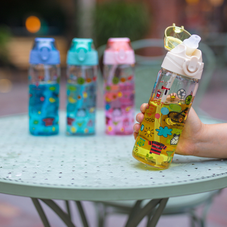 Escuela portátil niños estudiante taza de agua Escala de vidrio transparente taza de té deportes al aire libre taza de rebote