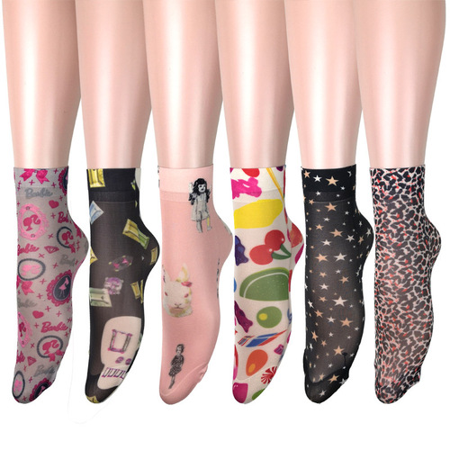 Summer cute sweet short stocking girl style multiple printed patterns wide mouth women's socks