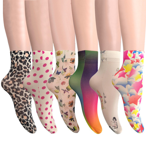 Summer cute sweet short stocking girl style multiple printed patterns wide mouth women's socks