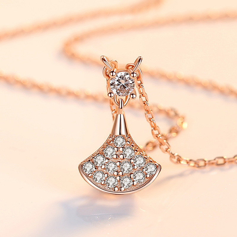 Celebridad en línea Singapur S925 plata esterlina falda collar de concha colgante nicho simple diamante incrustado pequeño paraguas clavícula cadena femenina