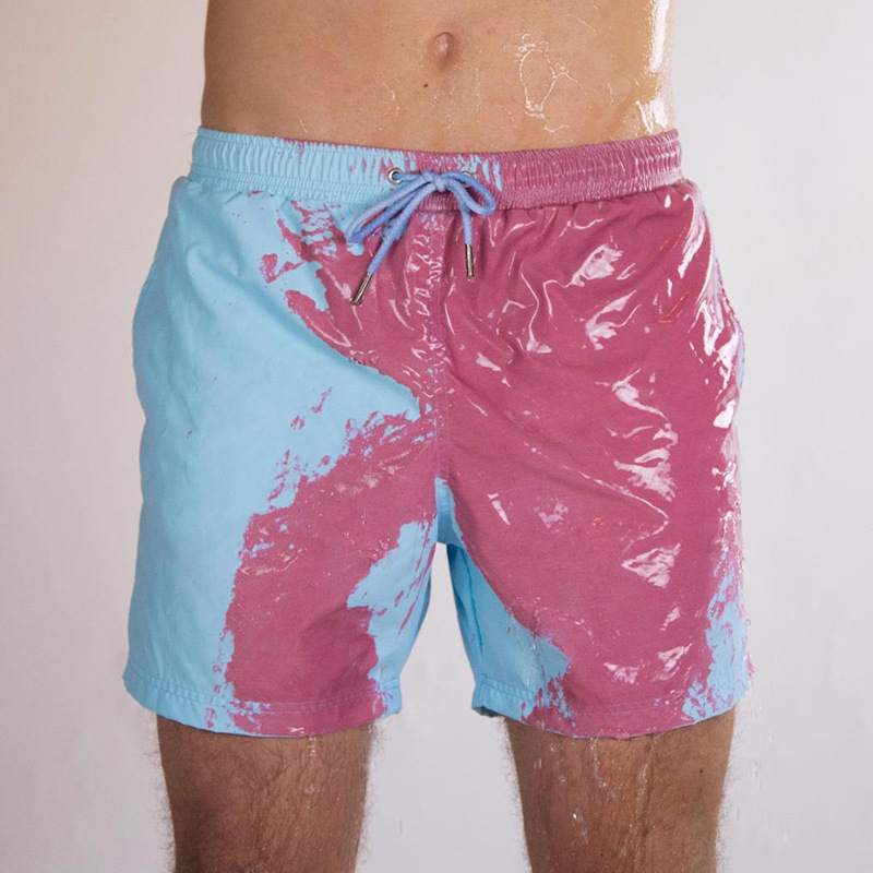 Cross-border e-commerce explosions in water color-changing swimming pants beach pants men's Europe and the United States large size temperature-sensitive color-changing shorts manufacturers in stock