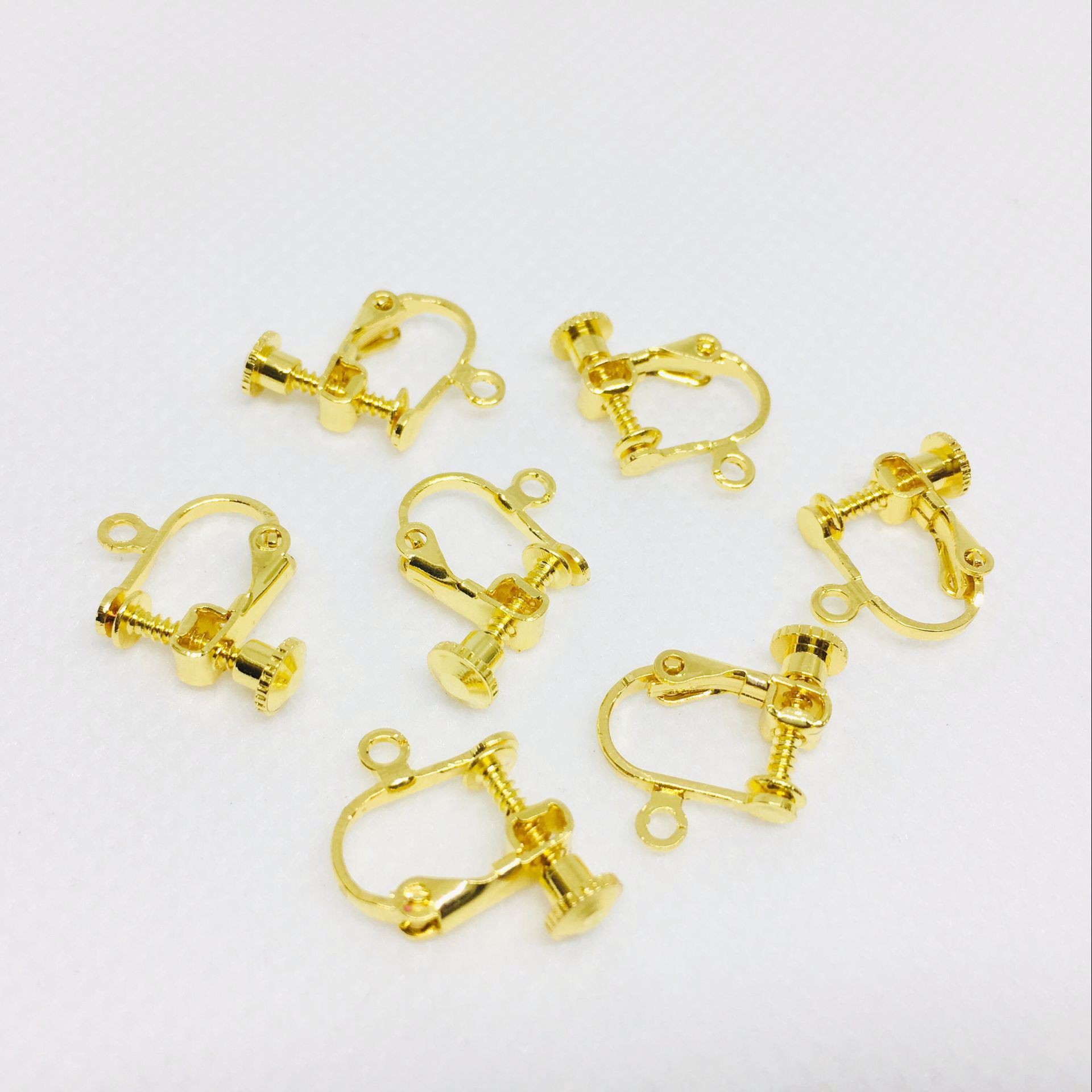 ノンホールスクリューイヤークリップ、波珠ヘッド、吊り下げU字型、調節可能DIYイヤリング素材、新中式イヤリング