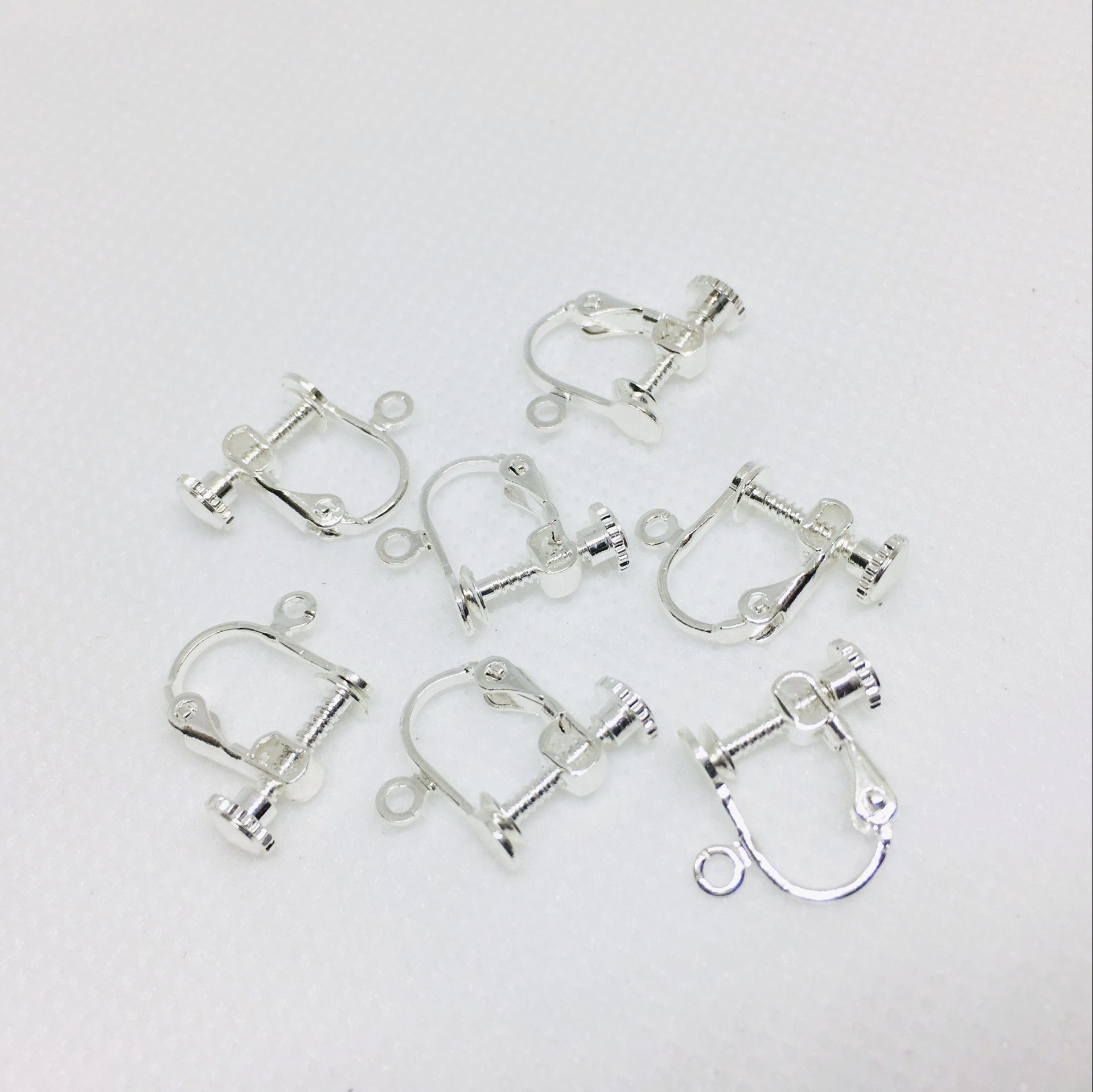 ノンホールスクリューイヤークリップ、波珠ヘッド、吊り下げU字型、調節可能DIYイヤリング素材、新中式イヤリング