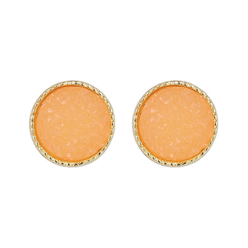 Aretes Redondos de Resina de Aleación y Acero Inoxidable Geométrico para Mujer