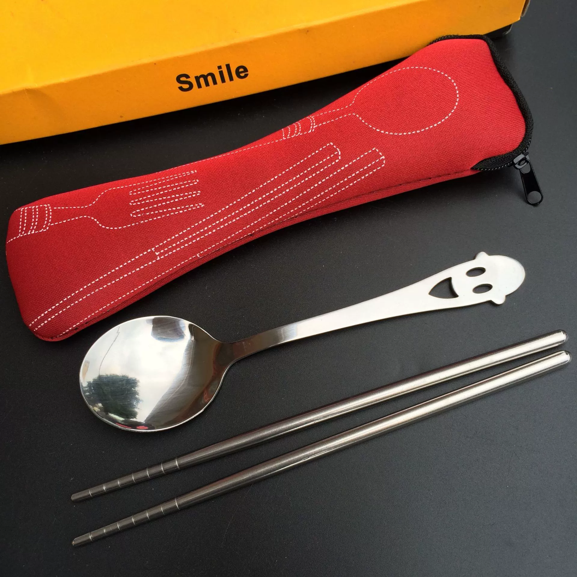 Cloth bag, tableware stainless steel, Birthday gift