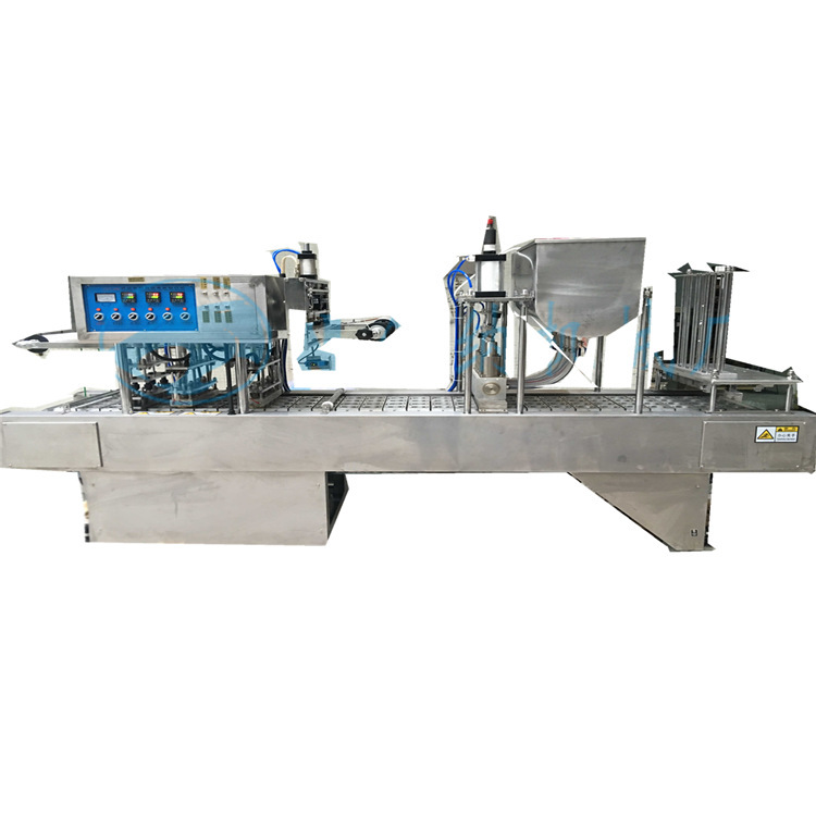 广州厂家供应珠三角全自动盒饭封杯机绿豆沙冰灌装封杯机生产线