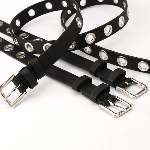 Women's Bold Eye Band with Fashion Lattice Decoration, Matched with Jeans, Personal Punk Style PU Belt, Factory Wholesale