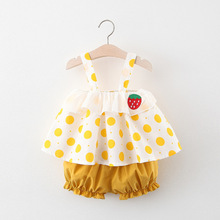 夏季新款女童吊带连衣裙短裤两件套装宝宝服装123岁小童装代销723