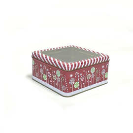 正方形透明开窗PET食品曲奇饼干马口铁罐 工厂 圣诞节礼品铁皮盒