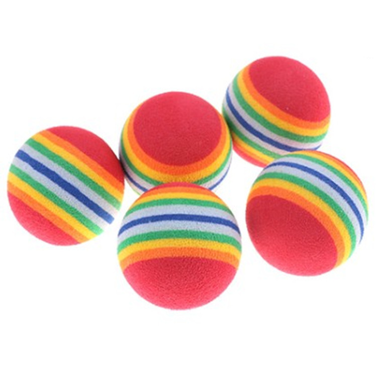 EVA tamaño pequeño 35MM Rainbow Ball gato Bola de juguete colorido Arco Iris elástico bola silenciosa bola divertido gato bola del arco iris