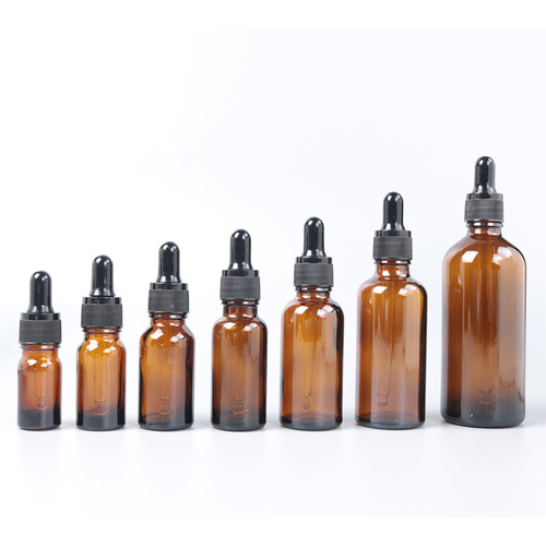Tea-colored 5ml glass dropper bottle, 30ml brown essential oil bottle, frosted glass bottle 50ml, rubber dropper bottle