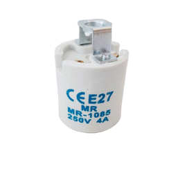 批发螺口E27陶瓷灯头耐高温光身灯座CE 认证出口E26带支架灯口