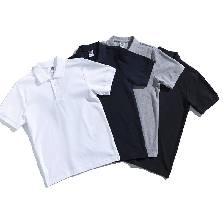 Japanese Style Heavyweight Business Casual Knitted Lapel T-Shirt Summer Pure Color Versatile Casual Short-Sleeved Polo Shirt Trendy Printable
